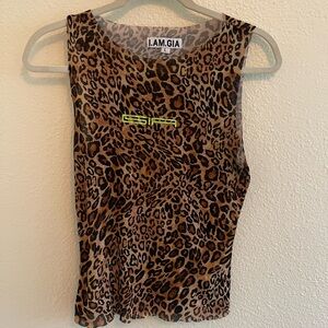 I.AM.GIA Leopard Print Tank Top with Neon Accents